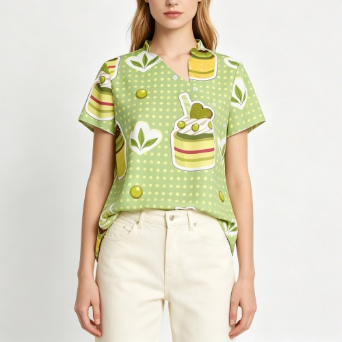 Women's Asymmetrical V-Neck T-Shirt with Buttons
