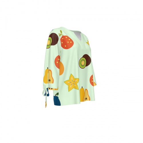 Women's V-Neck Tie-Cuff Blouse