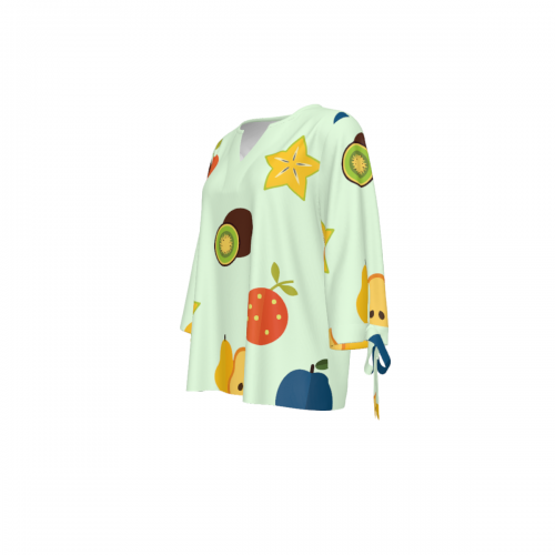 Women's V-Neck Tie-Cuff Blouse