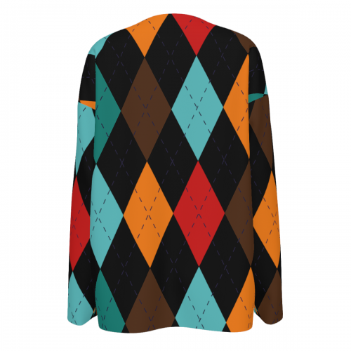 Women's V-Neck Drop Shoulder Long Sleeve Top
