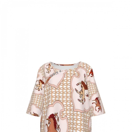 Women's Crew Neck Short Sleeve Top with Buttons