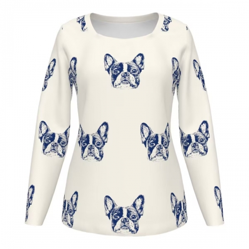 Women’s Square Neck Long Sleeve Ribbed T-Shirt