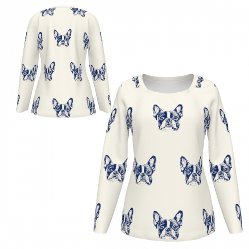 Women’s Square Neck Long Sleeve Ribbed T-Shirt