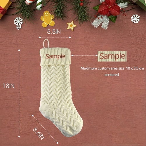 Custom Embroidered Knitted Christmas Stocking-Zigzag | Ships from USA
