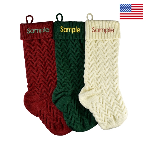 Custom Embroidered Knitted Christmas Stocking-Zigzag | Ships from USA