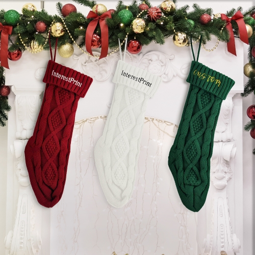 Custom Embroidered Knitted Christmas Stocking | Ships from USA