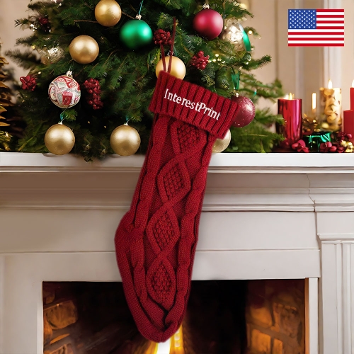 Custom Embroidered Knitted Christmas Stocking | Ships from USA
