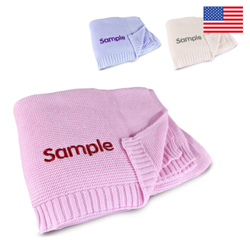 Custom Embroidered Knitted Baby Blanket | Ships from USA