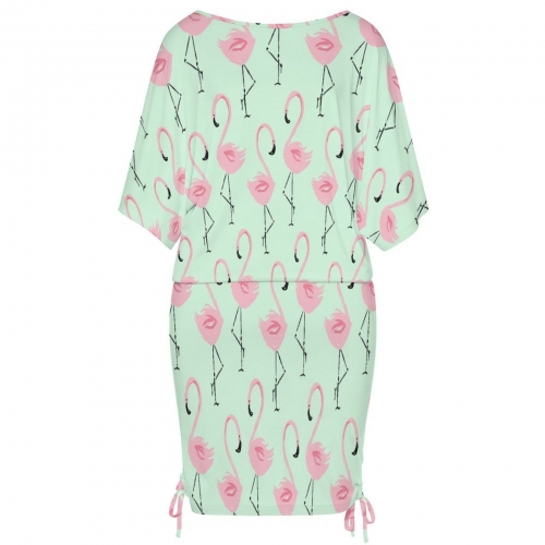 Women's Batwing Sleeve Ruched Dress
