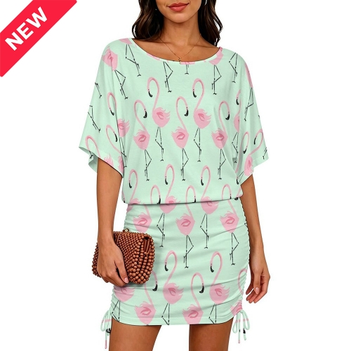Women's Batwing Sleeve Ruched Dress