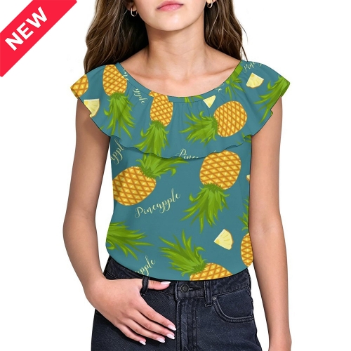 Girls' Ruffle Neck Sleeveless Blouse