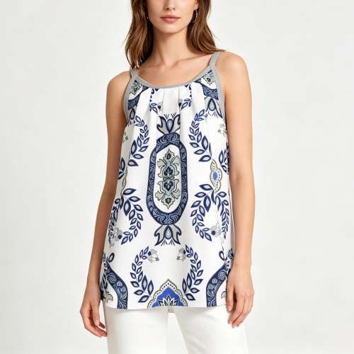 Women's Gathered Tank Top with Straps