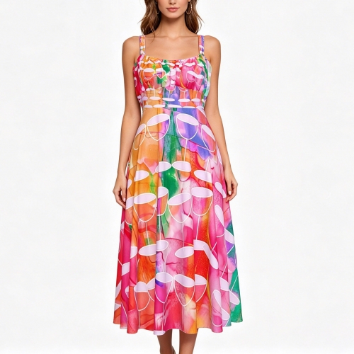 Women's High Waist Suspender Dress
