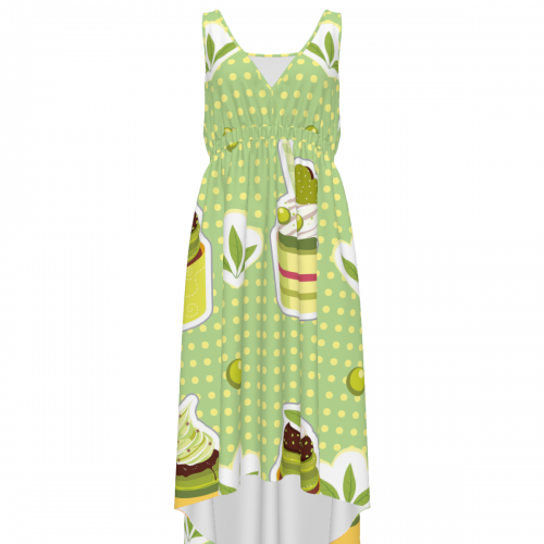 Women's V-Neck Sleeveless High-Low Hem Dress