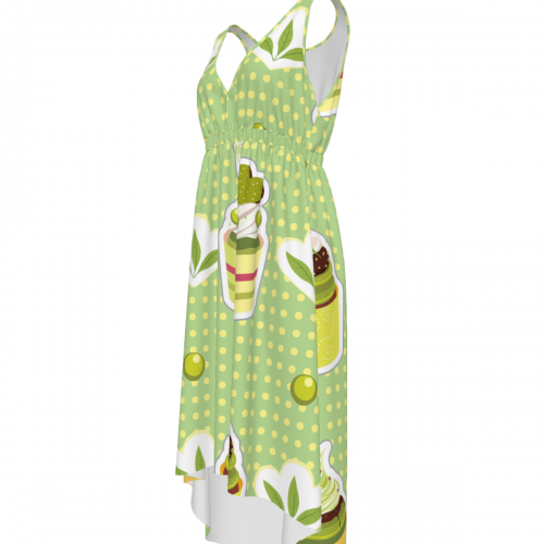 Women's V-Neck Sleeveless High-Low Hem Dress