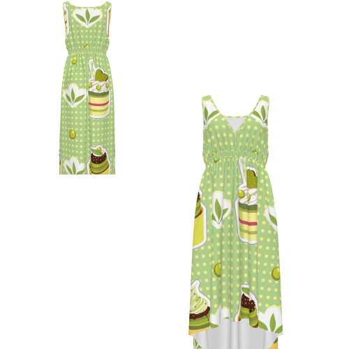Women's V-Neck Sleeveless High-Low Hem Dress