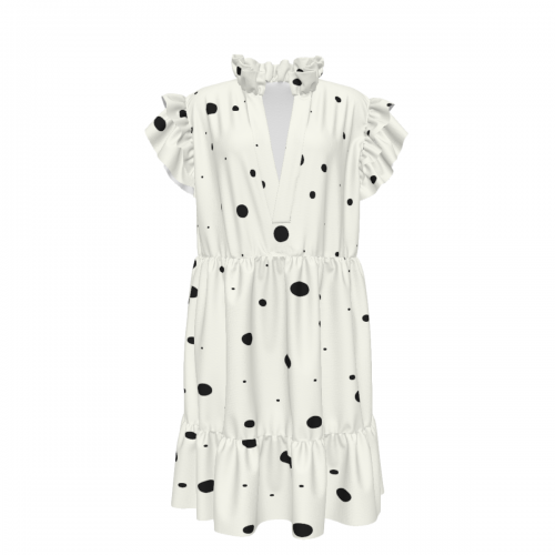Women's V-Neck Short Ruffle Sleeve Dress
