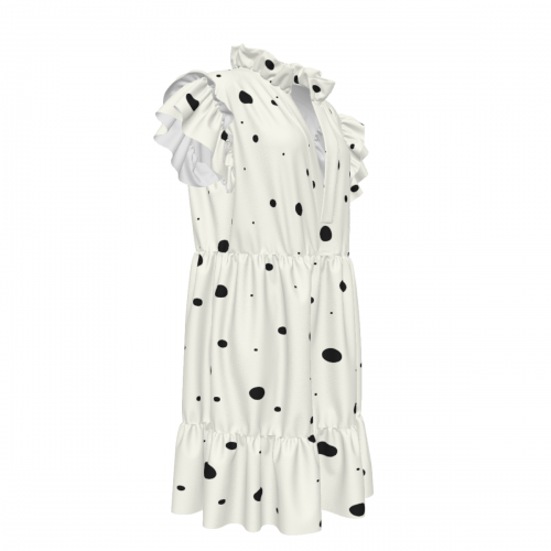 Women's V-Neck Short Ruffle Sleeve Dress