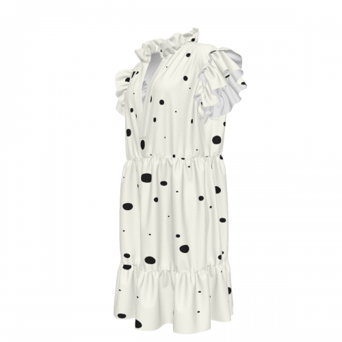 Women's V-Neck Short Ruffle Sleeve Dress
