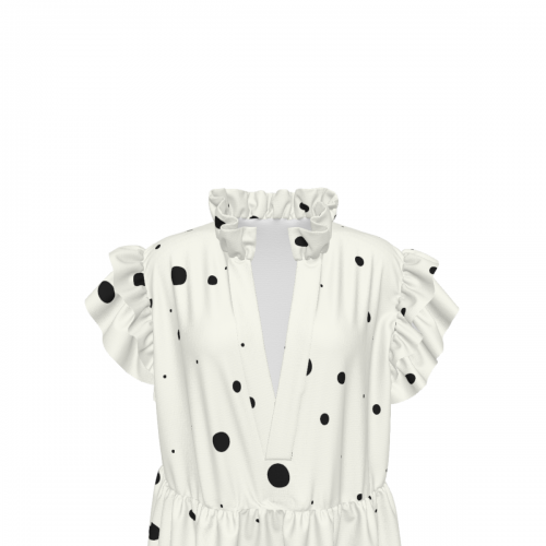 Women's V-Neck Short Ruffle Sleeve Dress