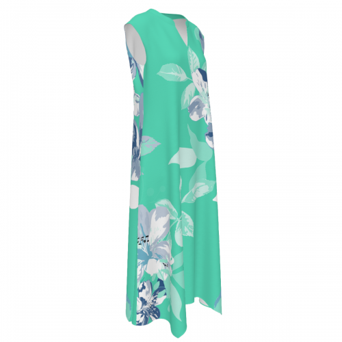 Women's V-Neck Sleeveless Maxi Dress with Pockets