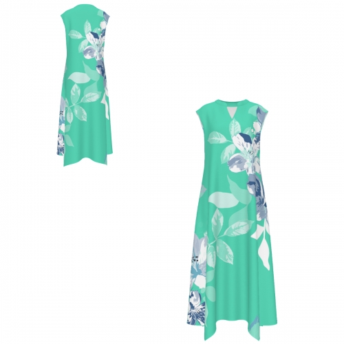 Women's V-Neck Sleeveless Maxi Dress with Pockets