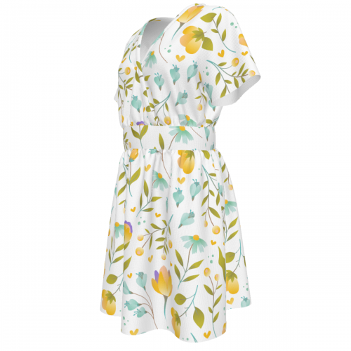 Women's V-Neck Short Sleeve Waist Dress