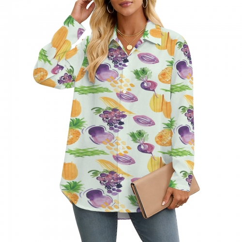 Women's Long Sleeve Curved Hem Shirt ( Model T93 )