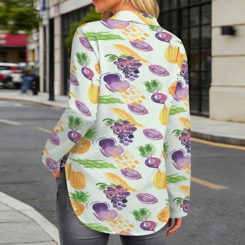 Women's Long Sleeve Curved Hem Shirt ( Model T93 )