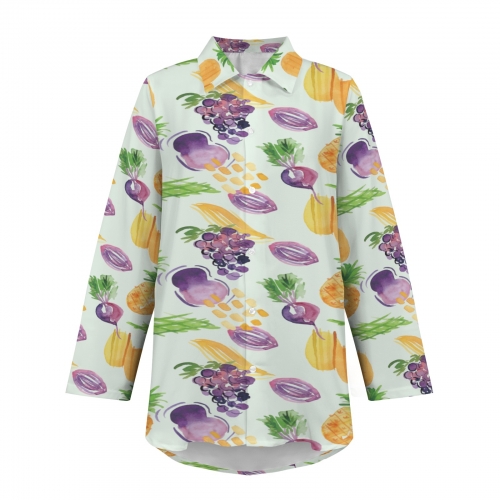 Women's Long Sleeve Curved Hem Shirt ( Model T93 )