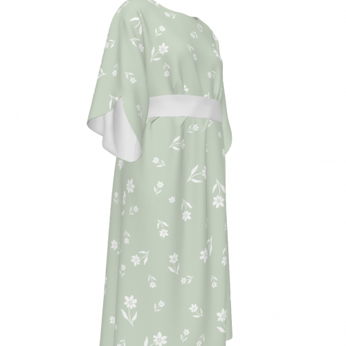 Women's Round Neck Medium Sleeve Ruched Dress