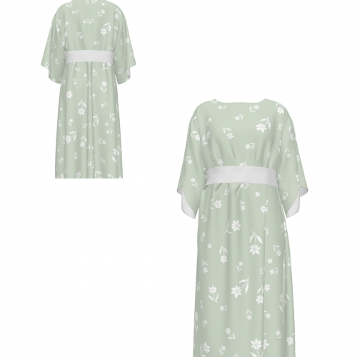 Women's Round Neck Medium Sleeve Ruched Dress