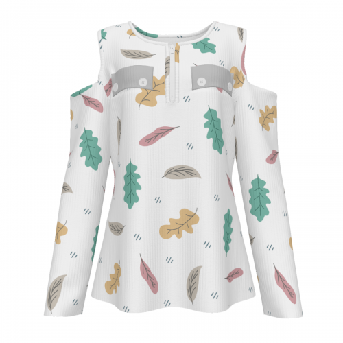 Women's Half Zip Cold Shoulder T-Shirt with Pockets