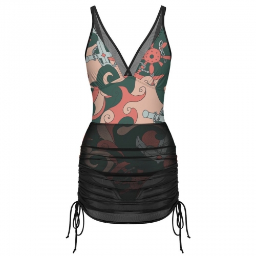 Women's Mesh Plunge One-Piece Swimsuit