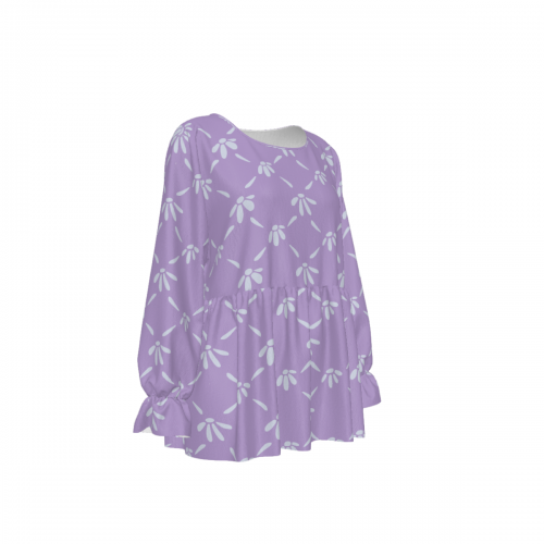 Women’s Round Neck Smocked Waist Long Sleeve Shirt