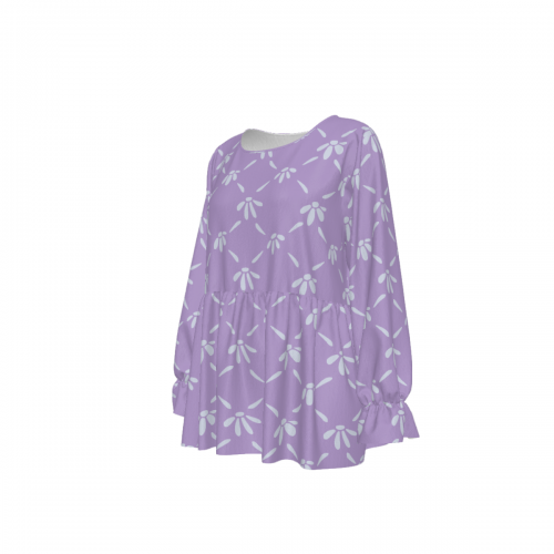 Women’s Round Neck Smocked Waist Long Sleeve Shirt
