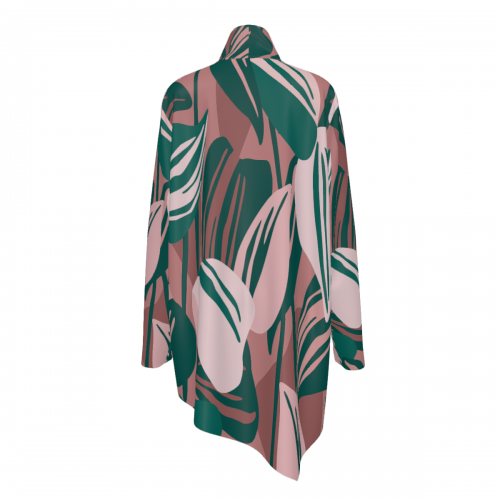 Women's High Neck Shirt with Irregular Hem