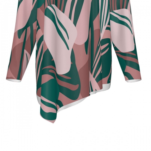 Women's High Neck Shirt with Irregular Hem
