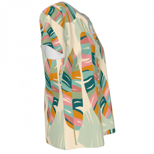 Women's V-Neck Short-Sleeve Button-Down Shirt