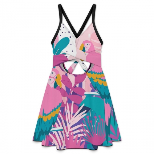 Women's V-neck One-piece Swimsuit with Cutout