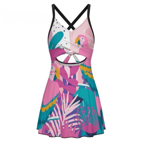 Women's V-neck One-piece Swimsuit with Cutout