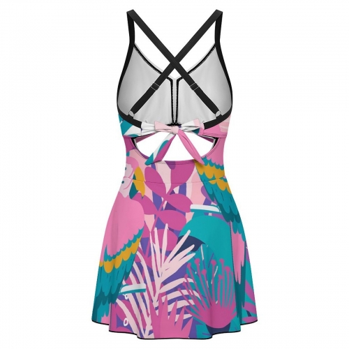 Women's V-neck One-piece Swimsuit with Cutout