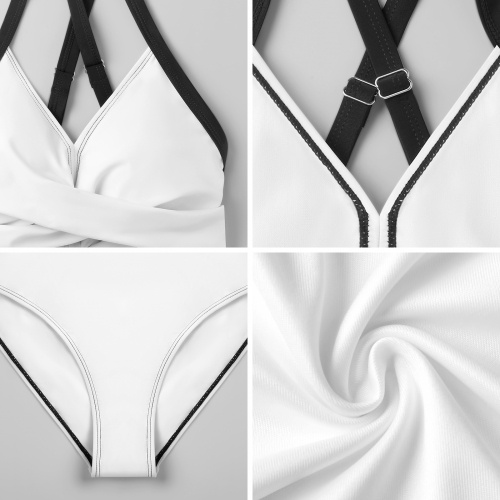 Women's V-neck One-piece Swimsuit with Cutout