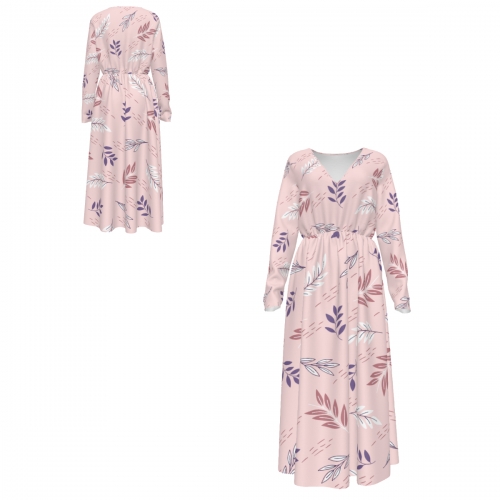 Women's Long-sleeved V-neck Dress