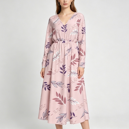 Women's Long-sleeved V-neck Dress