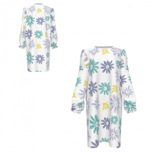 Women's Round Neck Puff Sleeve Long Sleeve Dress