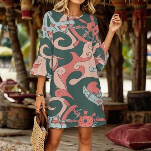 Women's Ruffled Sleeve Dress