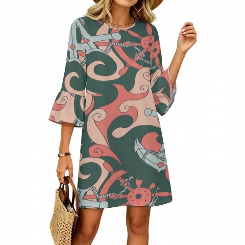 Women's Ruffled Sleeve Dress