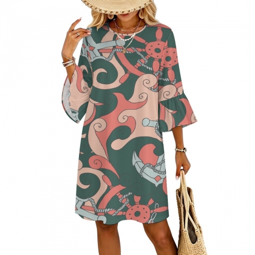 Women's Ruffled Sleeve Dress