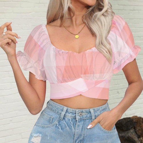 Women's Ruffle Sleeve Tie Back Top